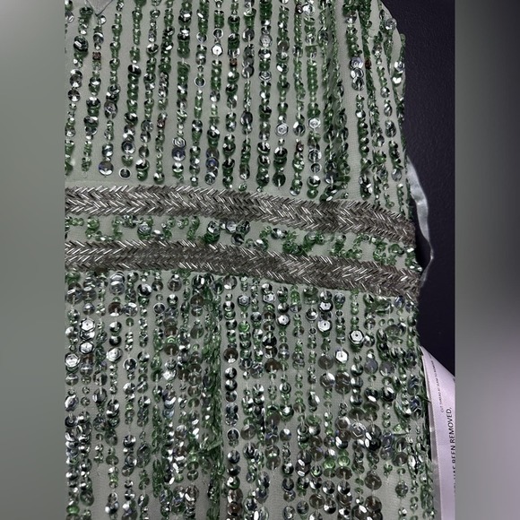 Mac Duggal 70267 Sequined Sleeveless V-Neck Midi Sheath Dress Sage 12 NWT - Picture 6 of 8